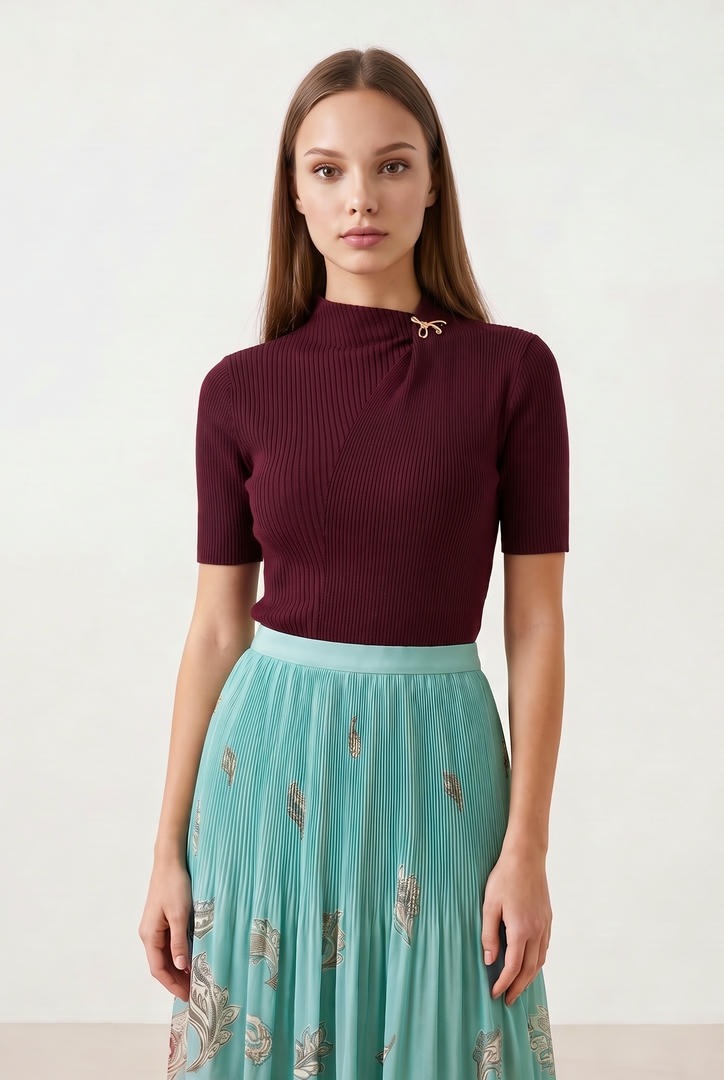 Burgundy Knit Pullover