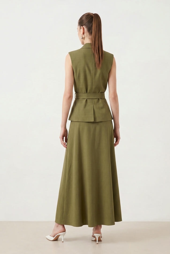 Olive Crepe Dress