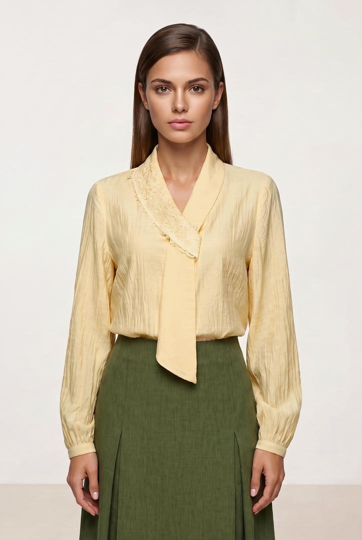 Cream Scarf Blouse
