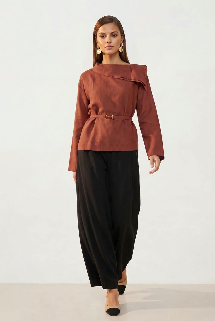 Burgundy Tencel Blouse