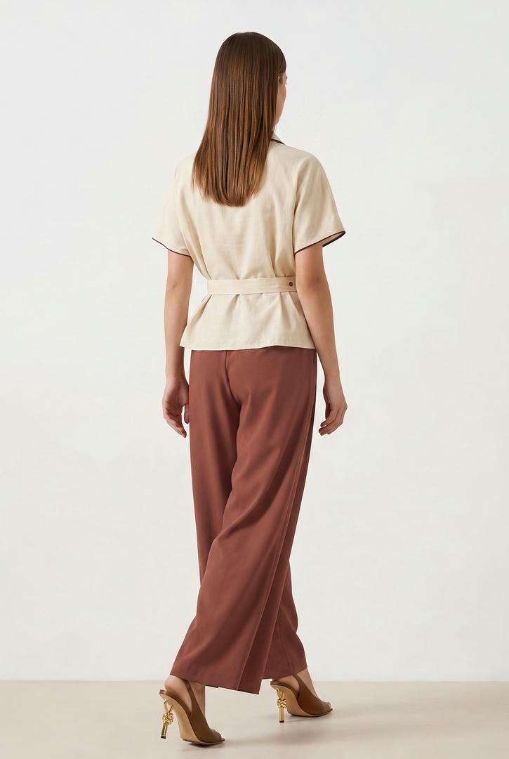 Beige Wrap Top