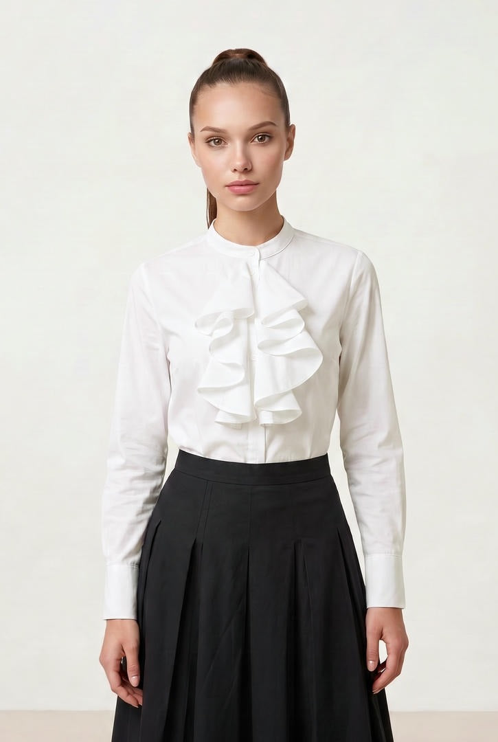 White Ruffle Shirt