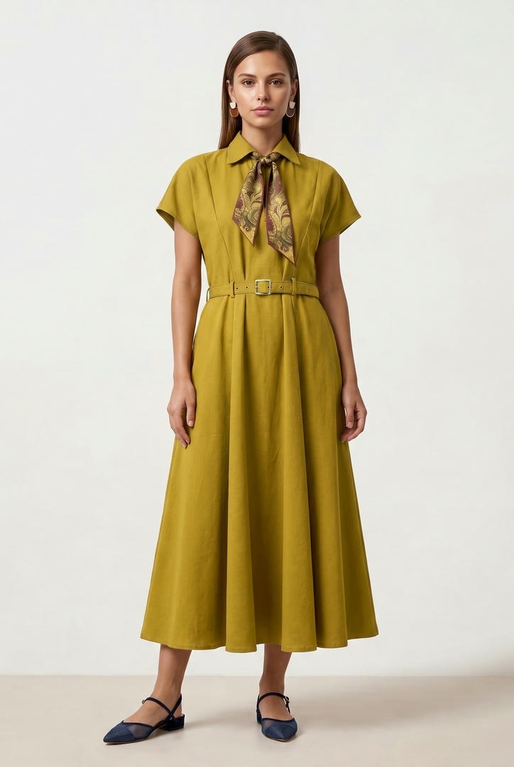 Olive Cotton Dress