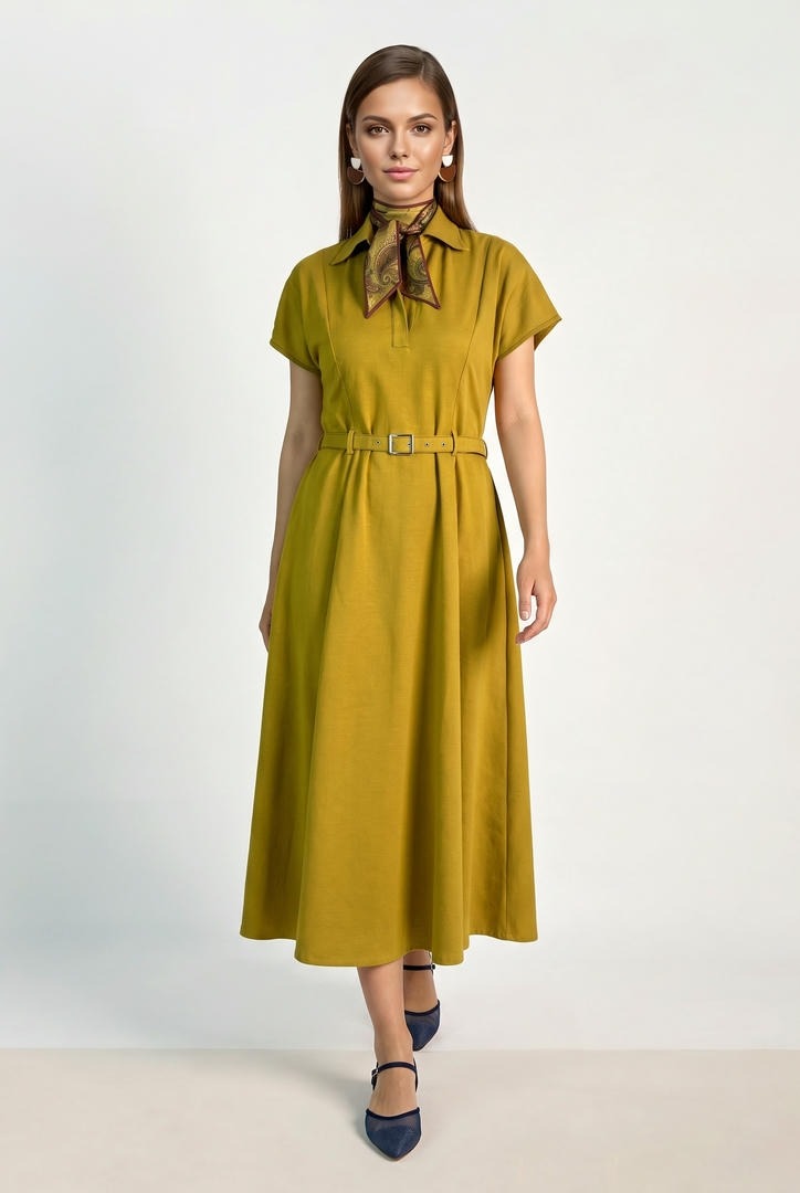 Olive Cotton Dress