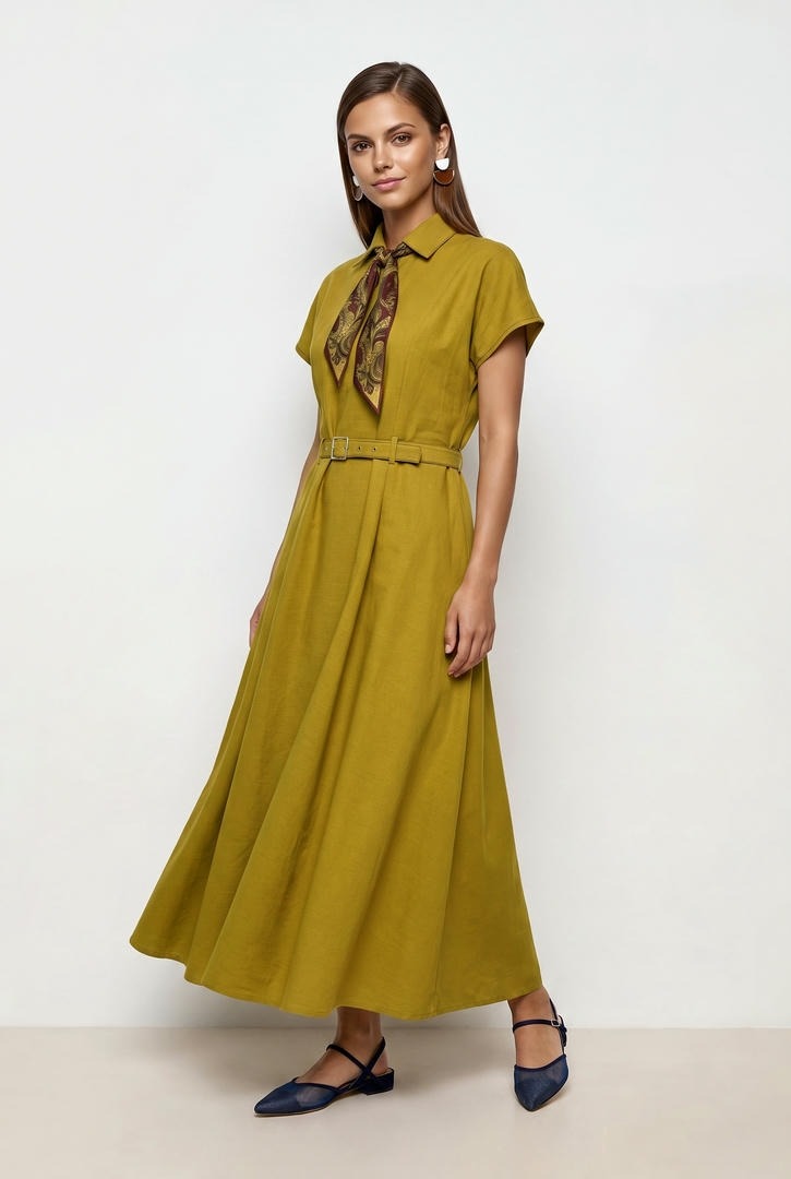 Olive Cotton Dress