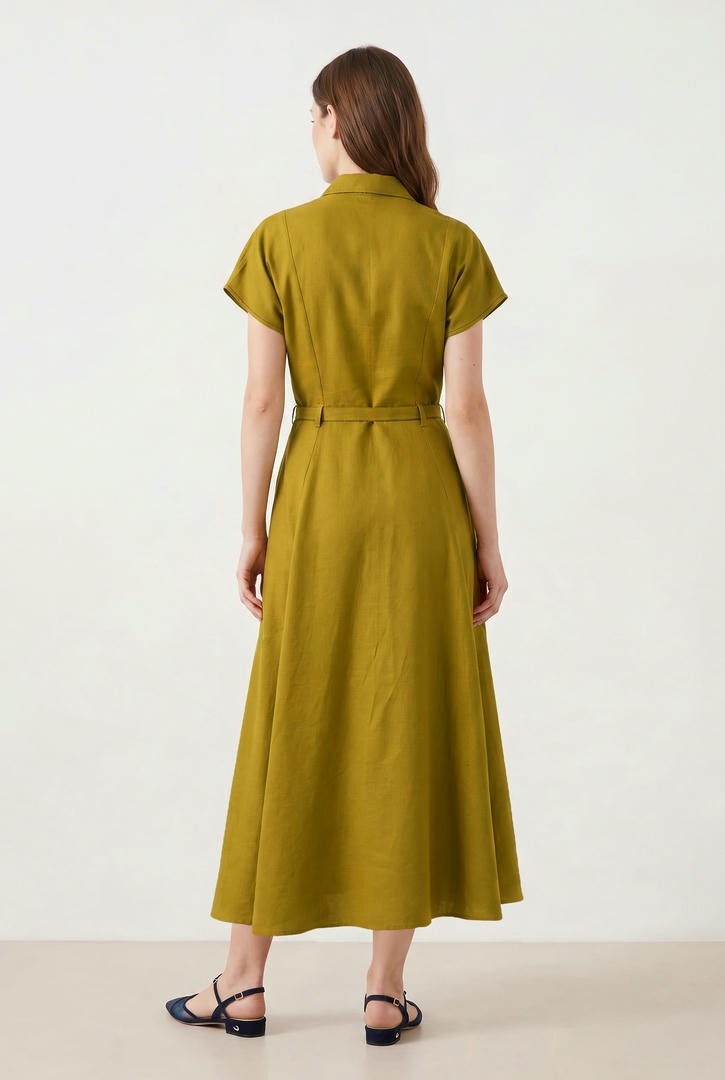 Olive Cotton Dress
