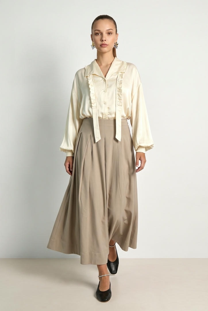 Cream Tie Blouse