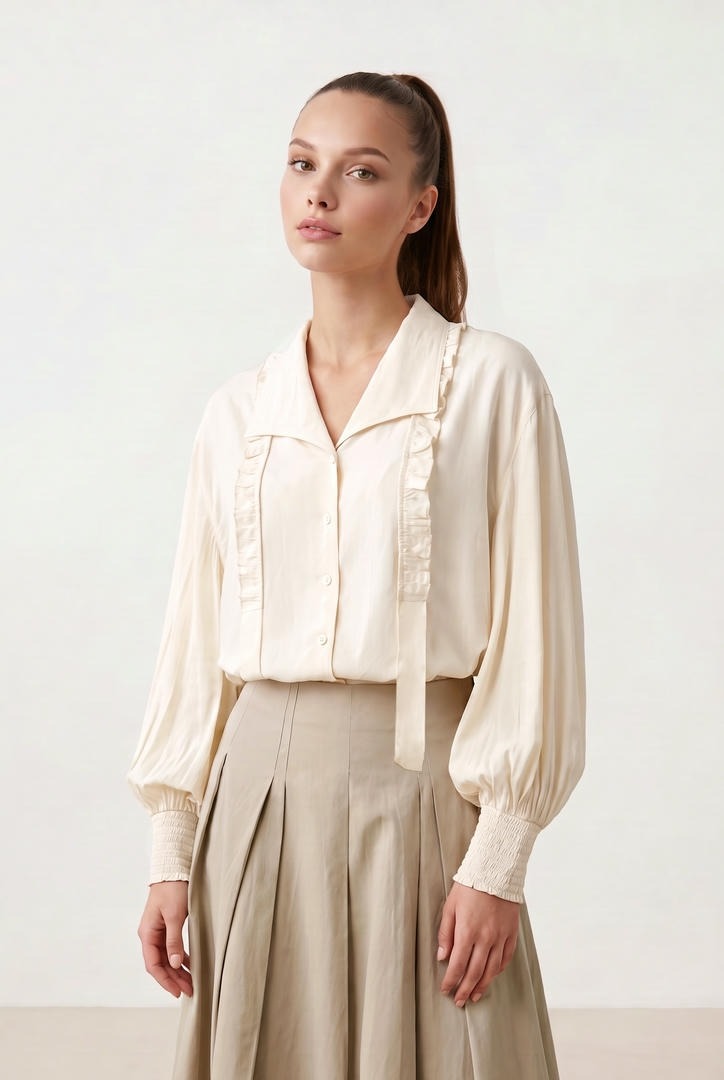 Cream Tie Blouse