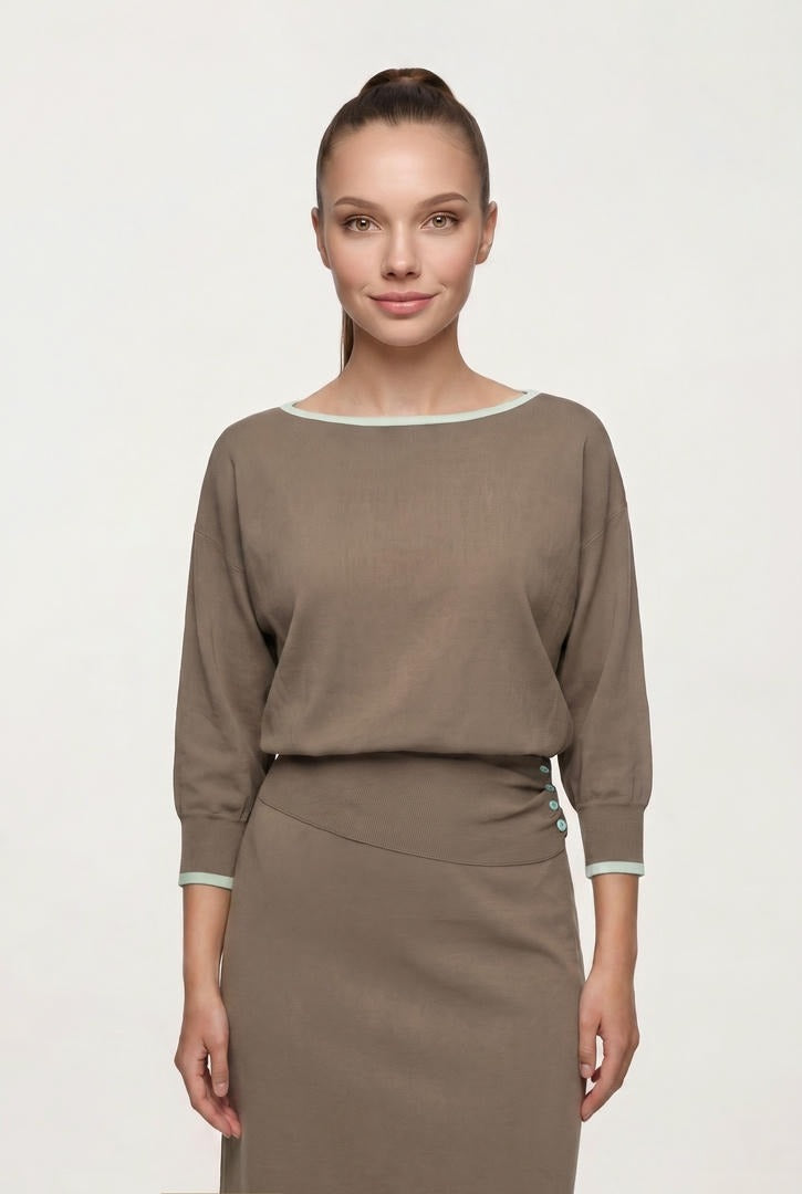 Knitted Pullover with a Boat Neck