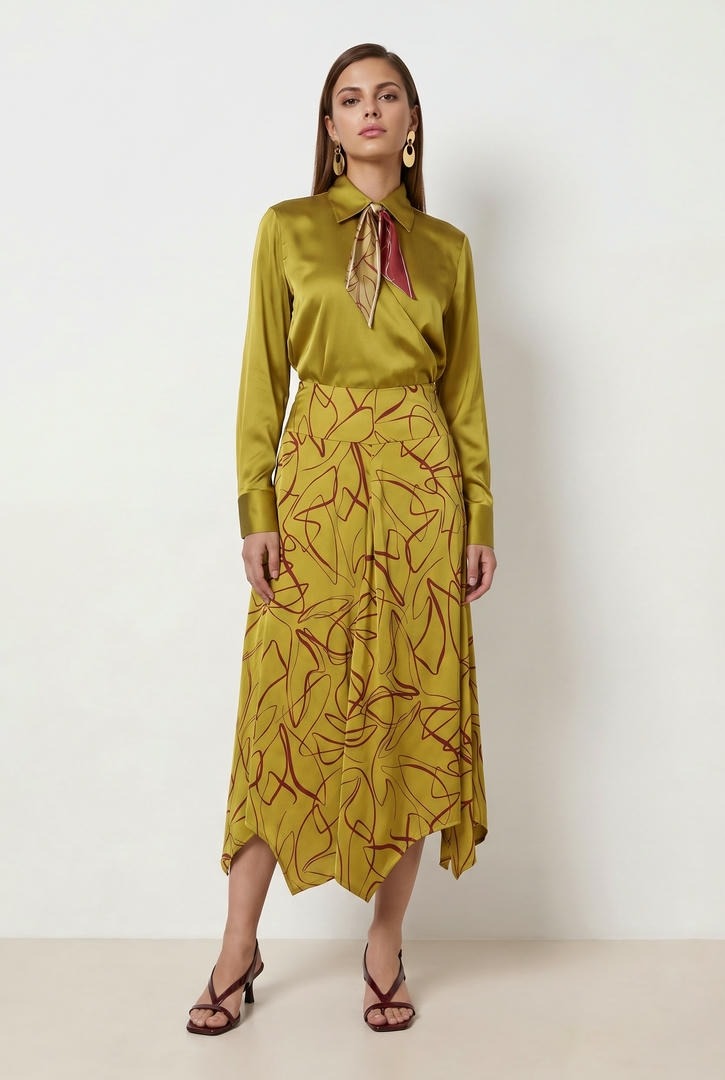 Olive Satin Blouse