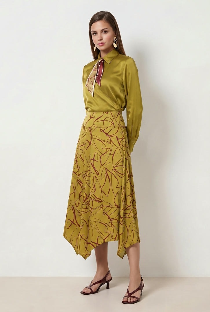 Printed Satin Skirt