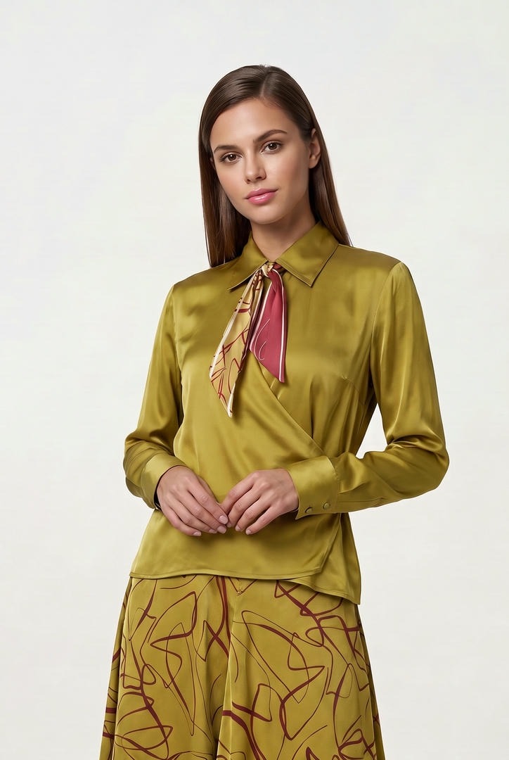 Olive Satin Blouse
