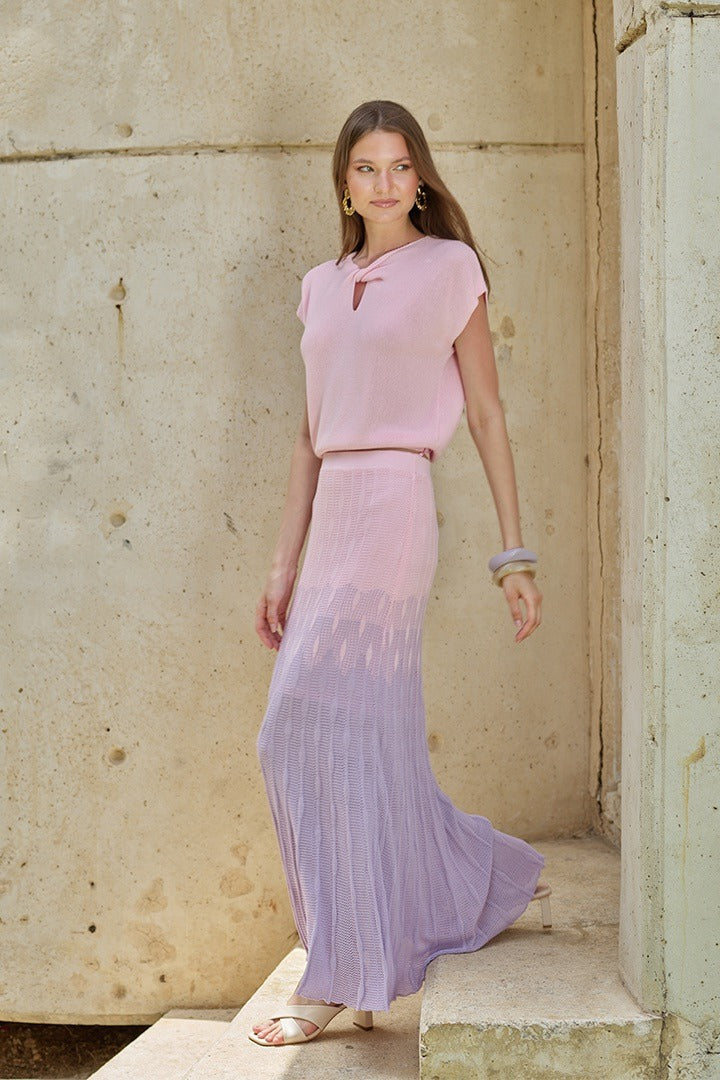 Ombre Pleated A-Line Skirt